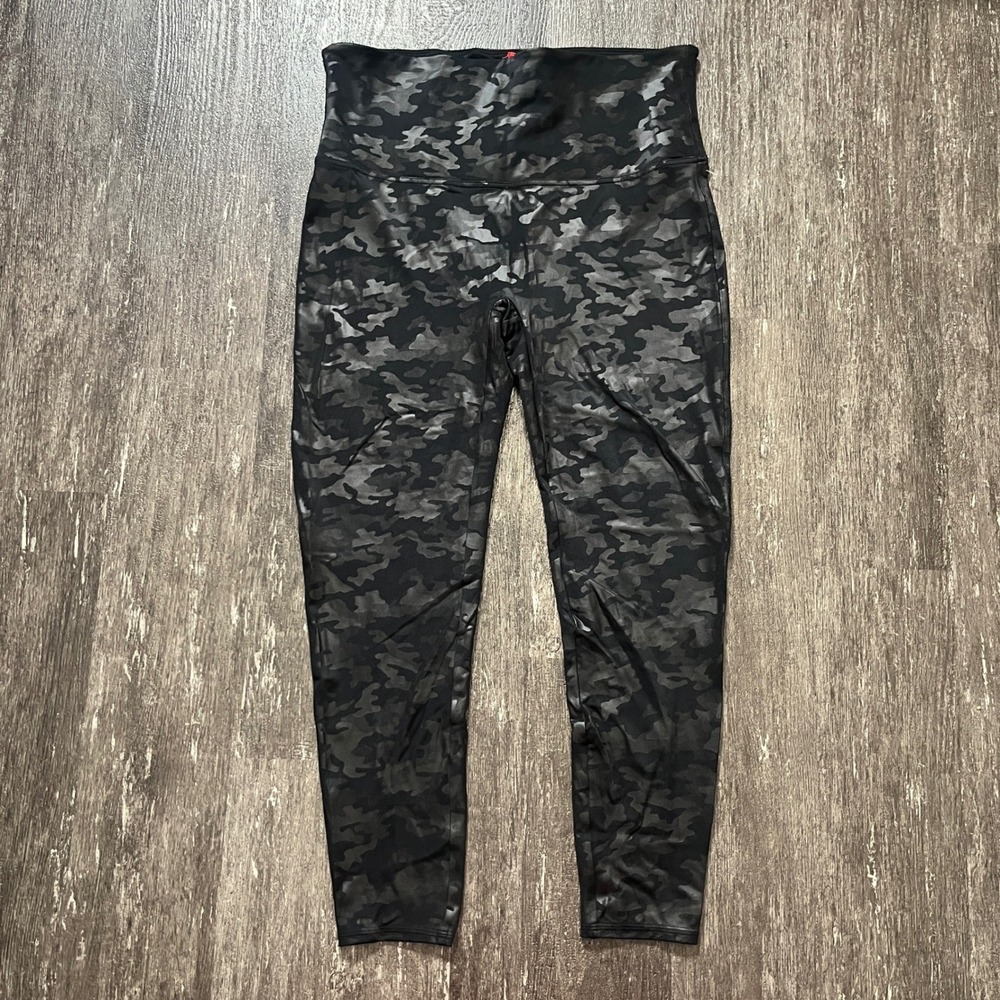SPANX Camo Print‎ High Waist Leggings Shiny Stretch Activewear Pants Size 3XTG